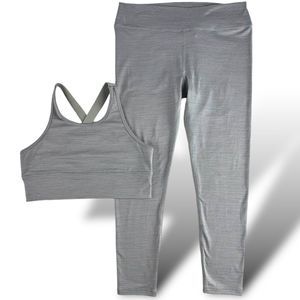Scorpio Sol 2-Piece Activewear Set Youth‎ SZ 14/16 Gray Striped Bra Leggings EUC